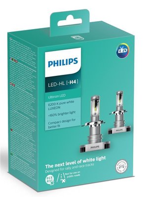 Philips 11342ULWX2 Лампи світлодіодні комплект Philips Ultinon LED H4 12V 15W 6200K (2 шт.) 54603392 фото