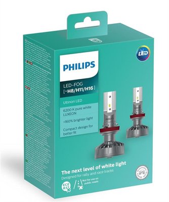 Philips 11366ULWX2 Лампи світлодіодні комплект Philips Ultinon LED H8/H11/H16 12V 6200K (2 шт.) 54603395 фото