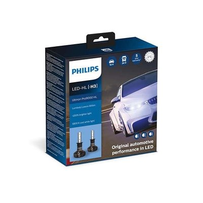 Philips 11336U90CWX2 Лампи світлодіодні комплект Philips Ultinon Pro9000 + 250% H3 13,2V 18W 5800K (2 шт.) 64886315 фото